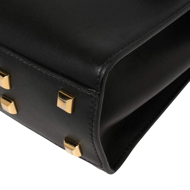 Pre Owned Valentino Black Leather My Rockstud Top Handle Bag