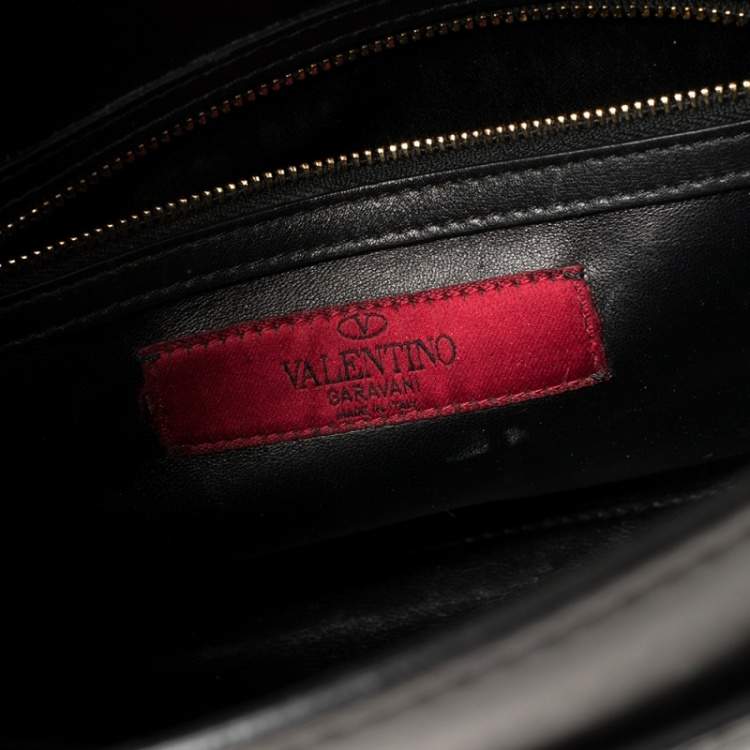 Pre Owned Valentino Black Leather My Rockstud Top Handle Bag