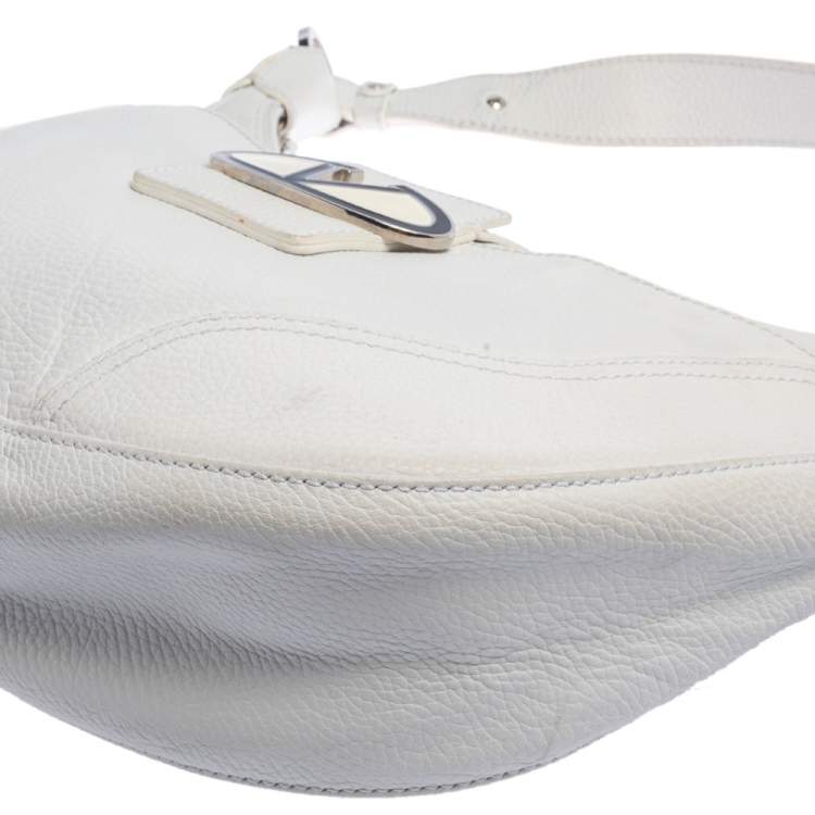 Pre Owned Valentino White Leather Zip Hobo