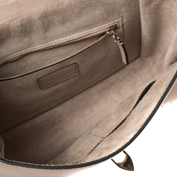Pre Owned Valentino Beige Leather Rockstud Top Handle Bag
