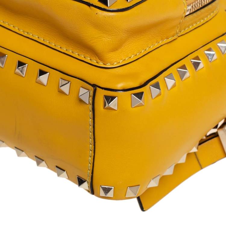 Pre Owned Valentino Mustard Leather Mini Rockstud Backpack