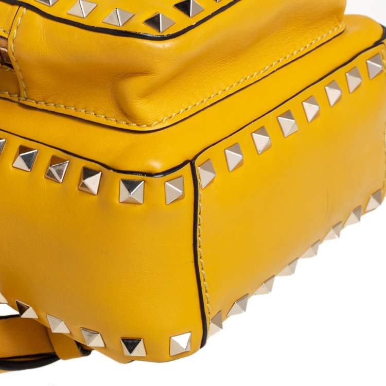 Pre Owned Valentino Mustard Leather Mini Rockstud Backpack
