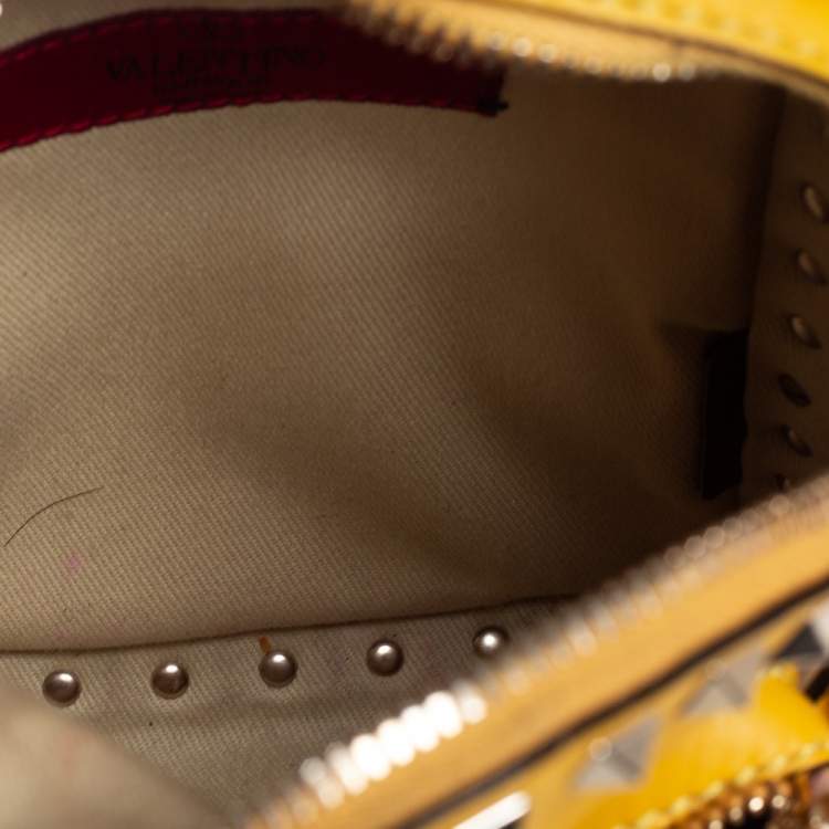 Pre Owned Valentino Mustard Leather Mini Rockstud Backpack
