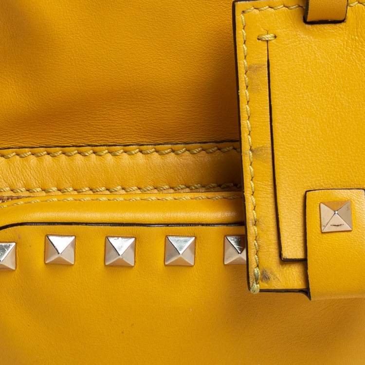 Pre Owned Valentino Mustard Leather Mini Rockstud Backpack