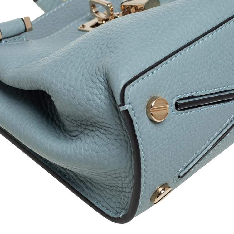 Pre Owned Valentino Light Blue Leather Joylock Top Handle Bag