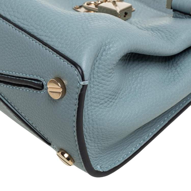 Pre Owned Valentino Light Blue Leather Joylock Top Handle Bag