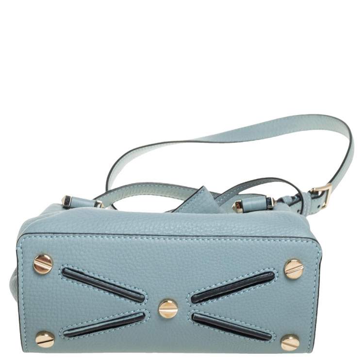 Pre Owned Valentino Light Blue Leather Joylock Top Handle Bag