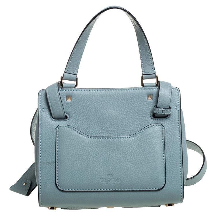 Pre Owned Valentino Light Blue Leather Joylock Top Handle Bag