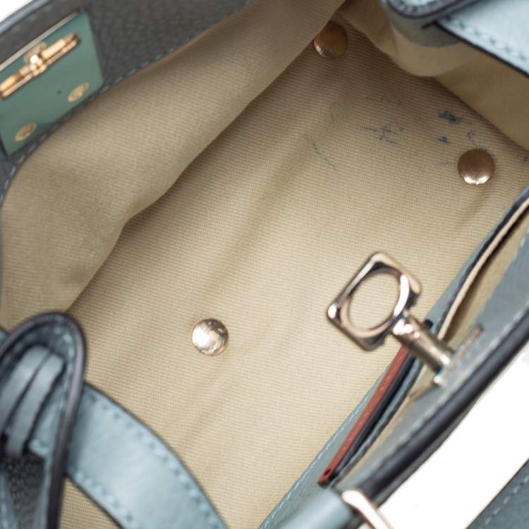Pre Owned Valentino Light Blue Leather Joylock Top Handle Bag