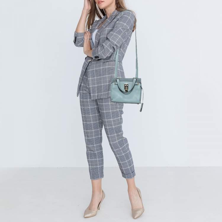 Pre Owned Valentino Light Blue Leather Joylock Top Handle Bag