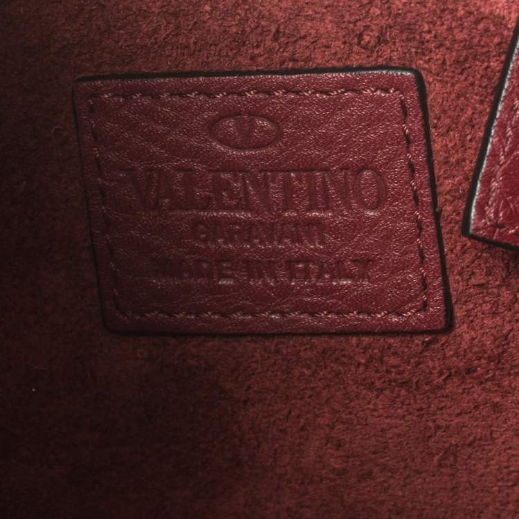 Pre Owned Valentino Red Leather Rockstud Bucket Shoulder Bag