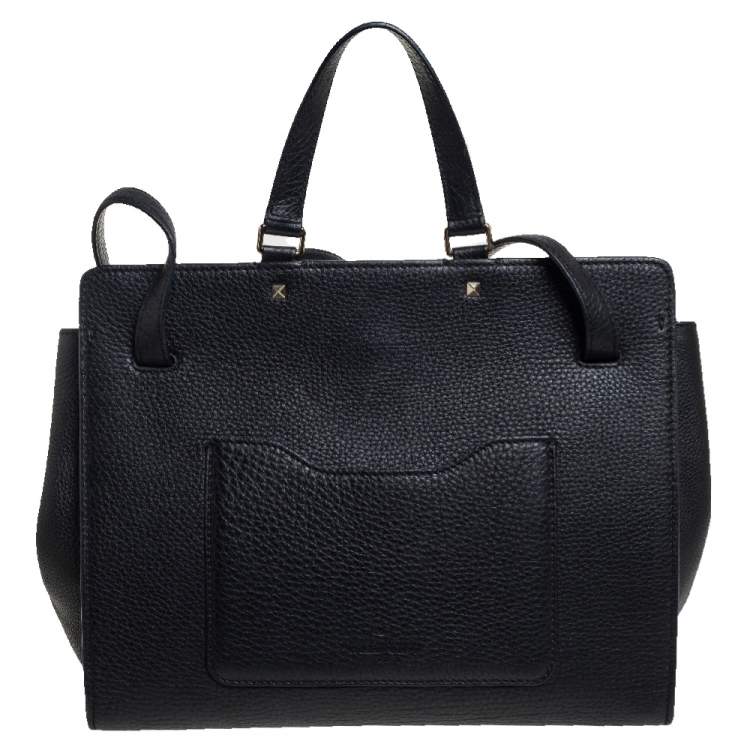 Pre Owned Valentino Black Leather Large Joylock Top Handle Bag