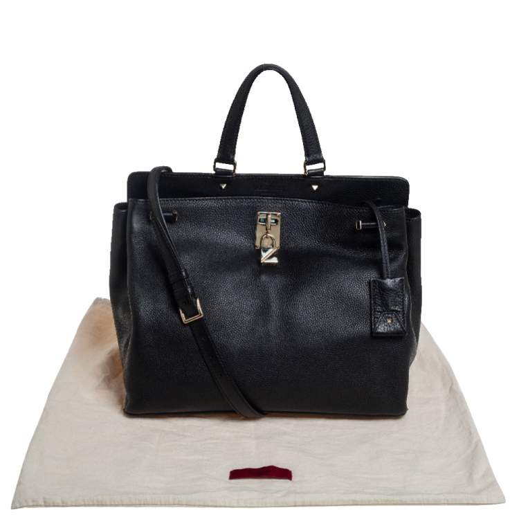 Pre Owned Valentino Black Leather Large Joylock Top Handle Bag