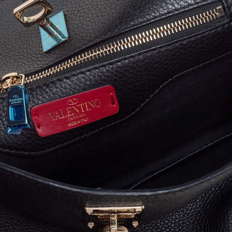 Pre Owned Valentino Black Leather Large Joylock Top Handle Bag