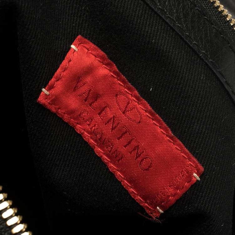Pre Owned Valentino Black Leather Rockstud Boston Bag