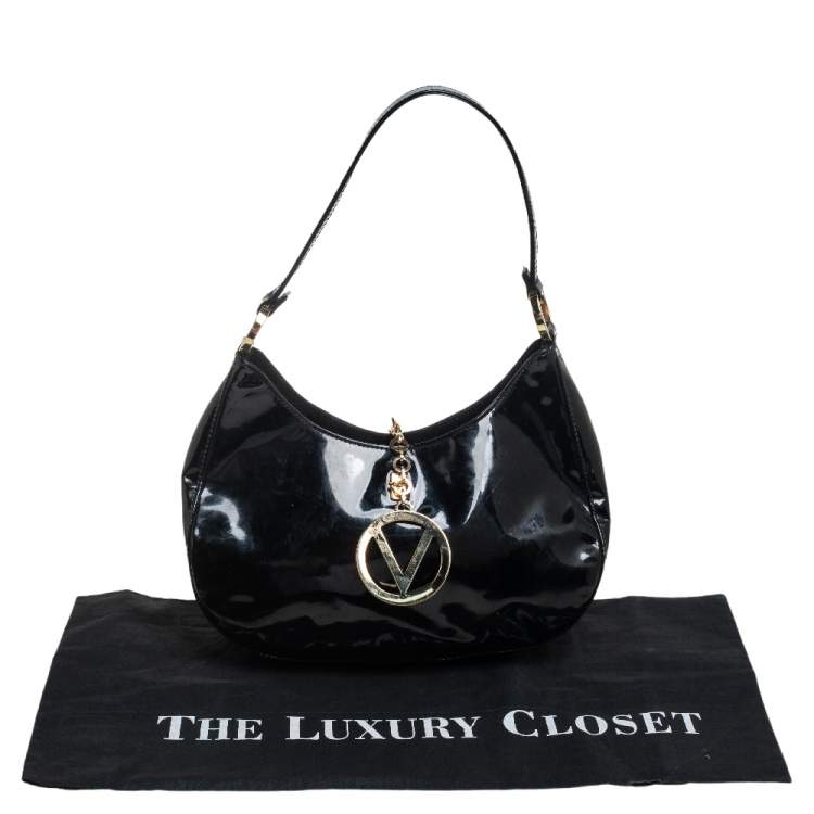 Pre Owned Valentino Black Patent Leather Hobo