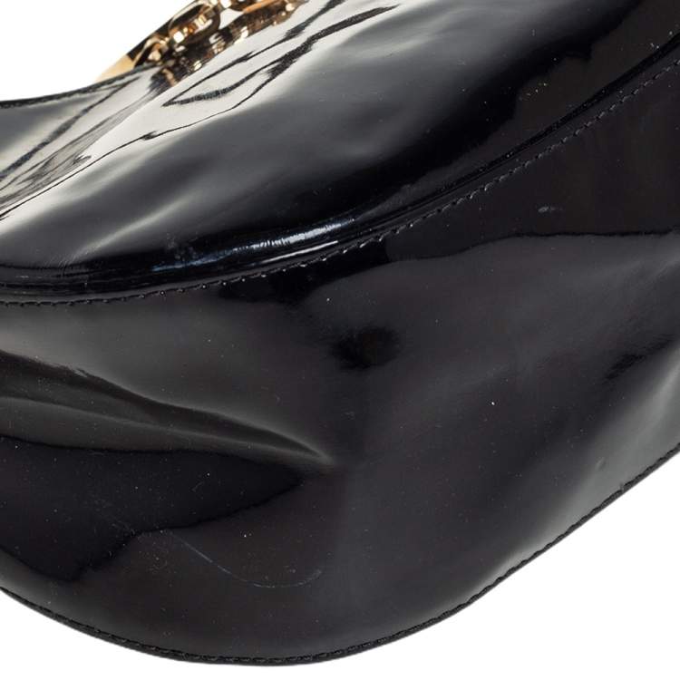 Pre Owned Valentino Black Patent Leather Hobo