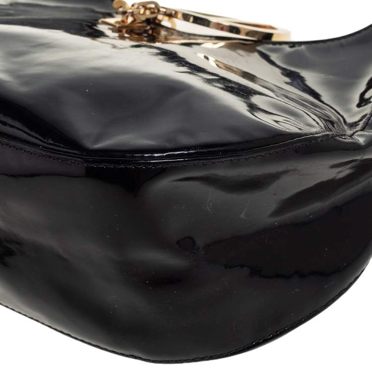 Pre Owned Valentino Black Patent Leather Hobo