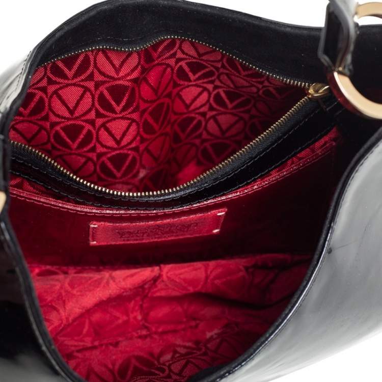 Pre Owned Valentino Black Patent Leather Hobo