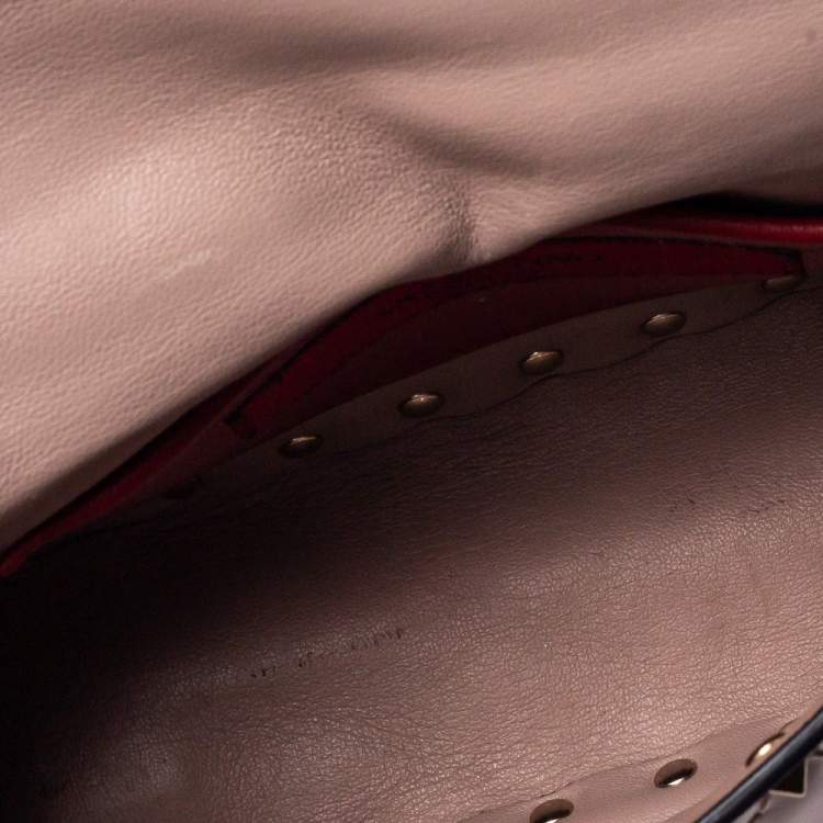 Pre Owned Valentino Nude Beige Patent Leather Rockstud Spike Top Handle Bag