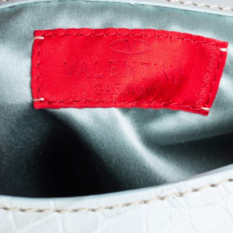 Pre Owned Valentino Multicolor Butterfly Print Canvas and Croc Embossed Leather Hobo