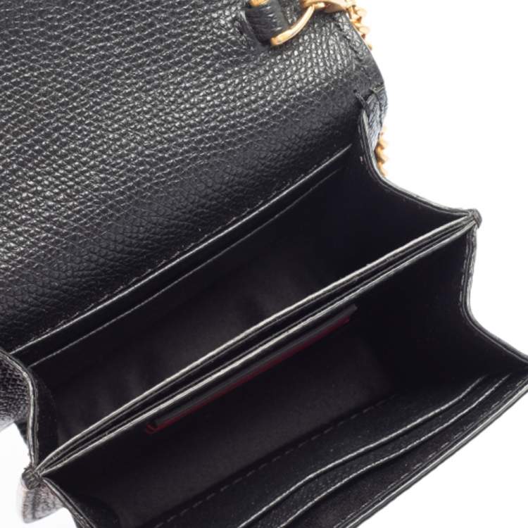 Pre Owned Valentino Black Grainy Leather VLOGO Signature Wallet On Cain