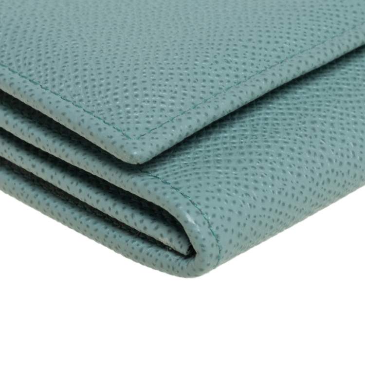 Pre Owned Valentino Light Green Leather V Ring Flap Continental Wallet 