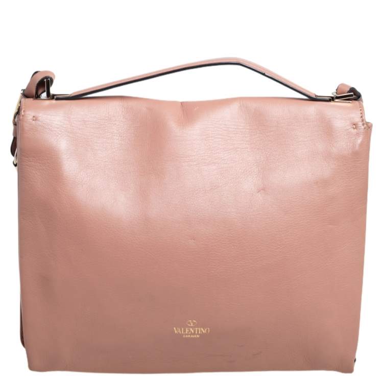 Pre Owned Valentino Beige Leather Chain Flap Top Handle Bag