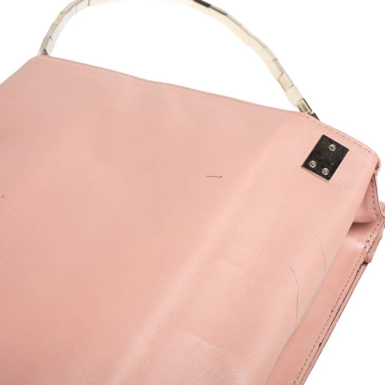 Pre Owned Valentino Beige Leather Chain Flap Top Handle Bag