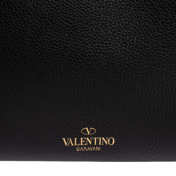 Pre Owned Valentino Black Leather Medium My Rockstud Top Handle Bag