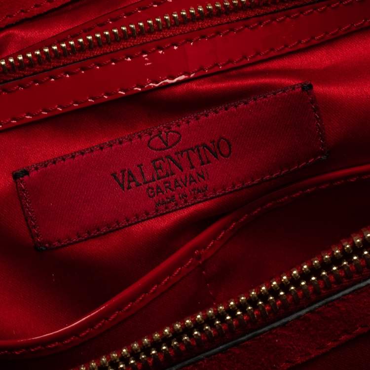 Pre Owned Valentino Red Patent Leather Top Handle Bag