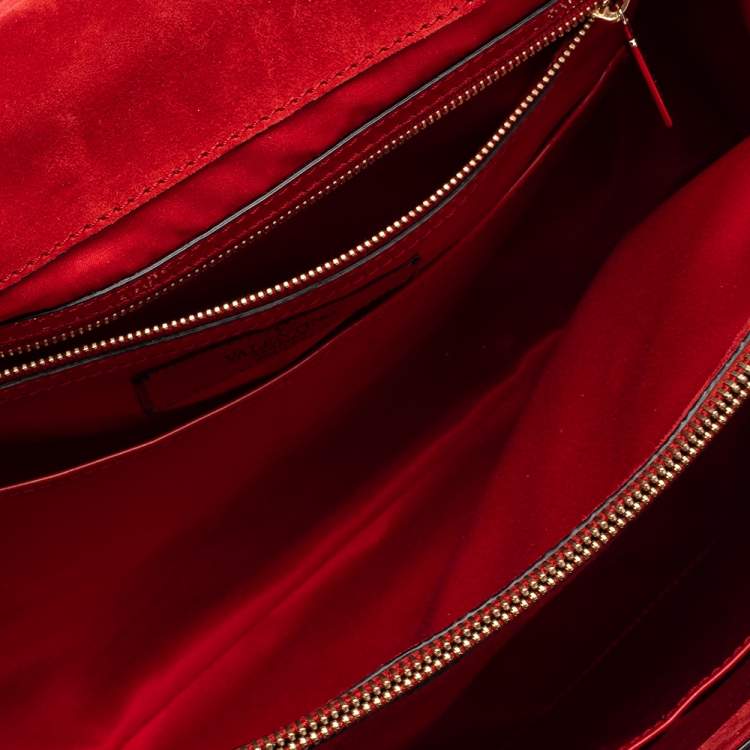 Pre Owned Valentino Red Patent Leather Top Handle Bag