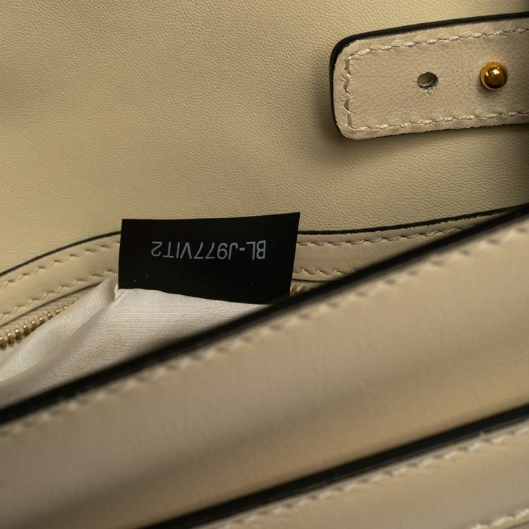 Pre Owned Valentino Off White Leather My Rockstud Top Handle Bag