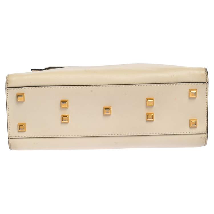 Pre Owned Valentino Off White Leather My Rockstud Top Handle Bag