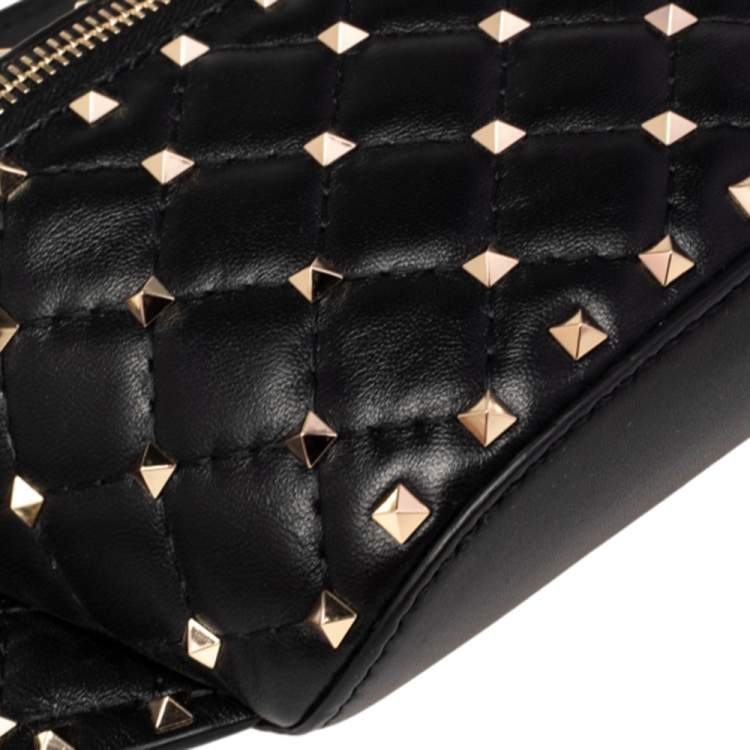 Pre Owned Valentino Black Leather Rockstud Spike Belt Bag