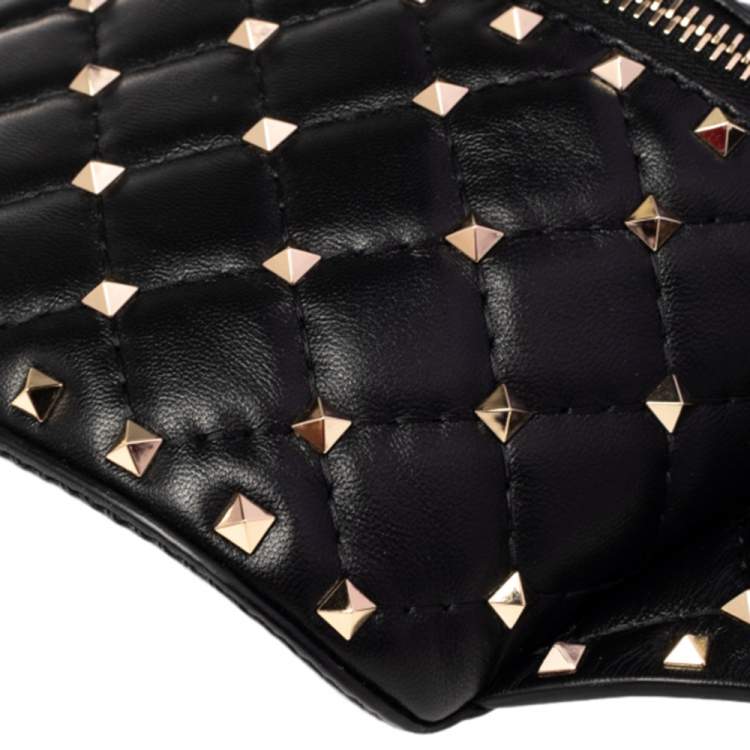Pre Owned Valentino Black Leather Rockstud Spike Belt Bag