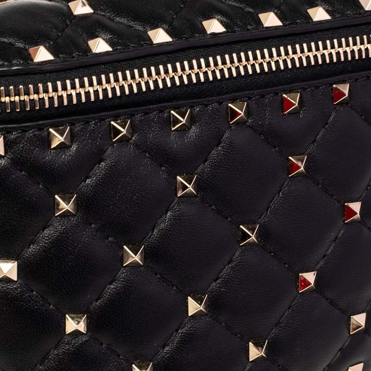 Pre Owned Valentino Black Leather Rockstud Spike Belt Bag