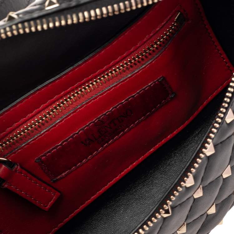 Pre Owned Valentino Black Leather Rockstud Spike Belt Bag