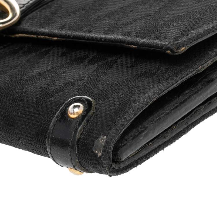 Pre Owned Valentino Black Canvas And Leather Continental Wallet