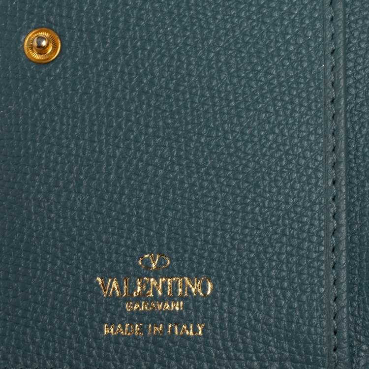 Pre Owned Valentino Blue Leather VLogo Bifold Wallet 