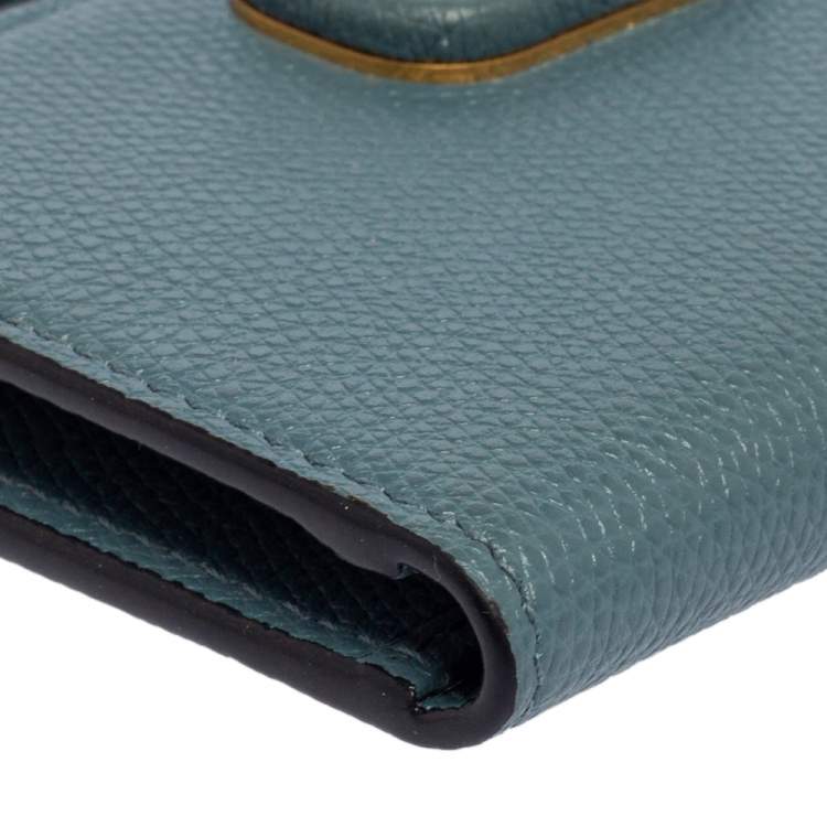 Pre Owned Valentino Blue Leather VLogo Bifold Wallet 