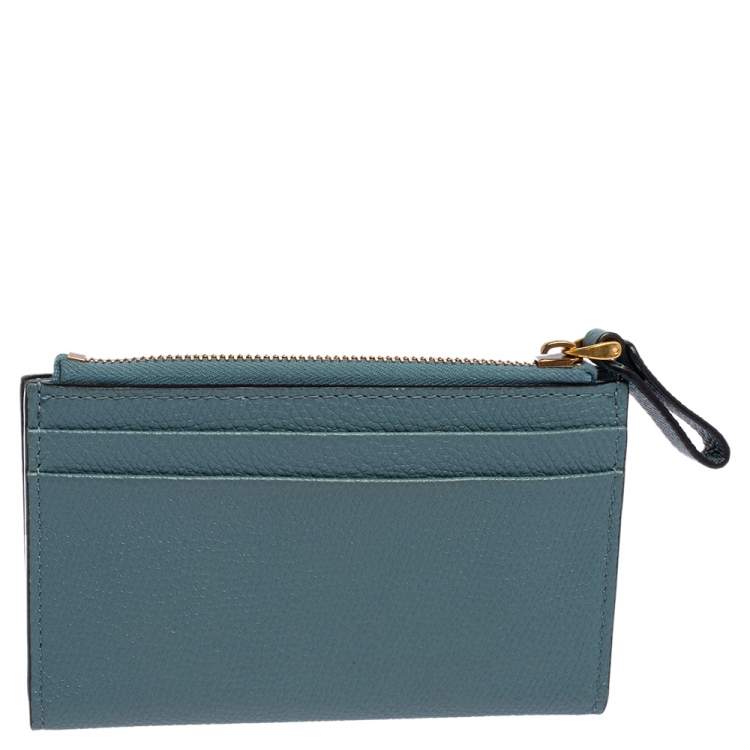 Pre Owned Valentino Blue Leather VLogo Bifold Wallet 