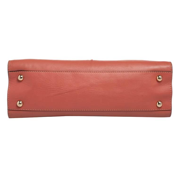 مملوكة مسبقًا Valentino Pink/Beige Leather Aphrodite Bow Top Handle Bag