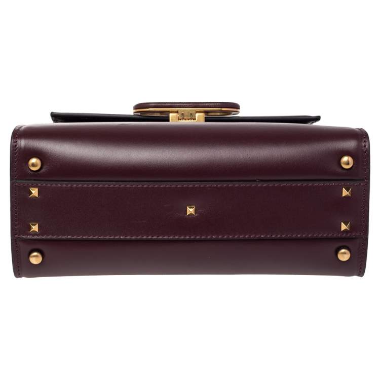 Pre Owned Valentino Burgundy Leather Small VSLING Top Handle Bag