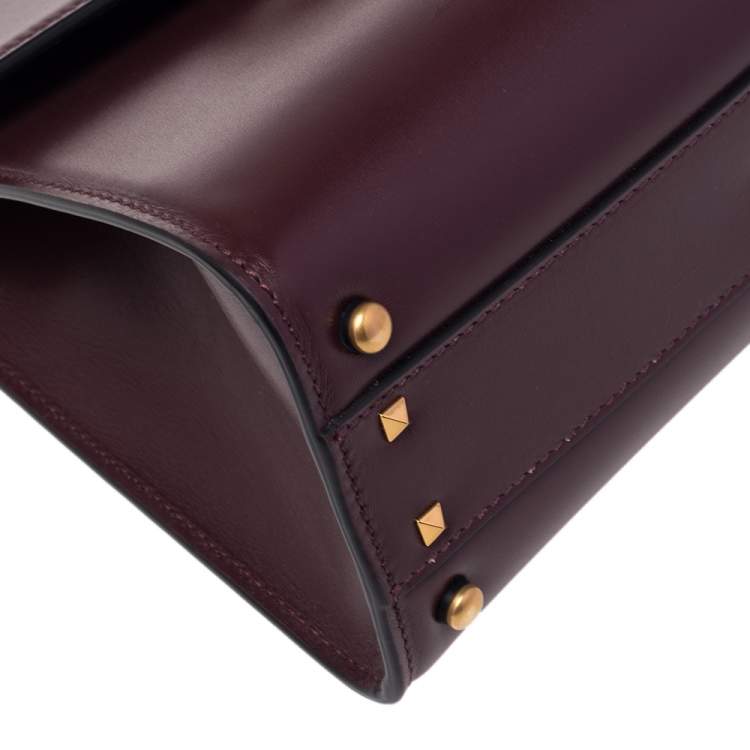 Pre Owned Valentino Burgundy Leather Small VSLING Top Handle Bag