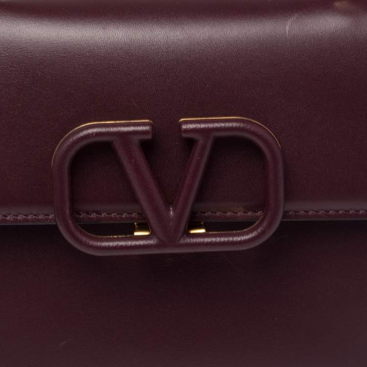 Pre Owned Valentino Burgundy Leather Small VSLING Top Handle Bag