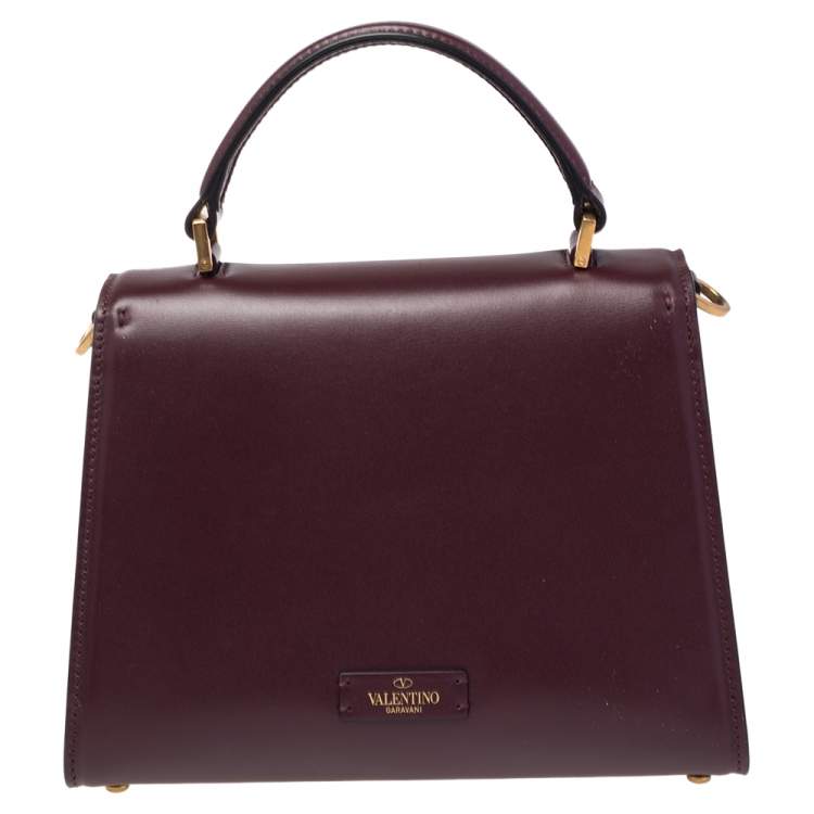 Pre Owned Valentino Burgundy Leather Small VSLING Top Handle Bag