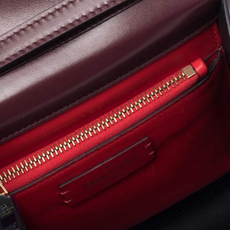 Pre Owned Valentino Burgundy Leather Small VSLING Top Handle Bag
