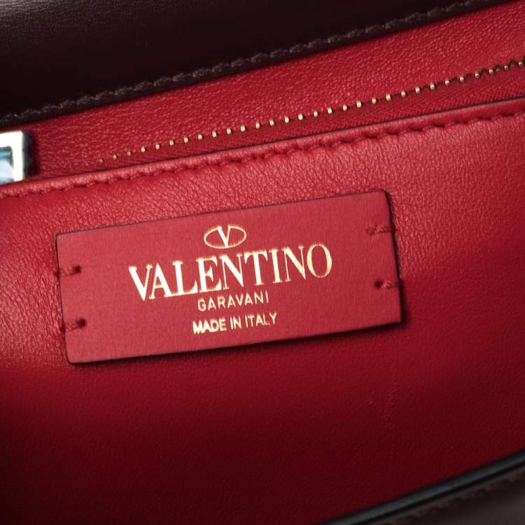 Pre Owned Valentino Burgundy Leather Small VSLING Top Handle Bag