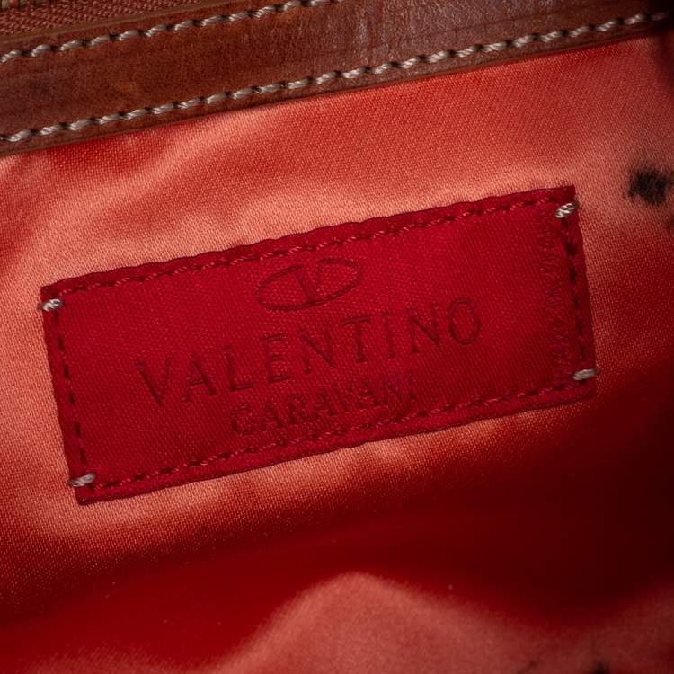 Pre Owned Valentino Beige/Tan Leather and Straw Catch Hobo